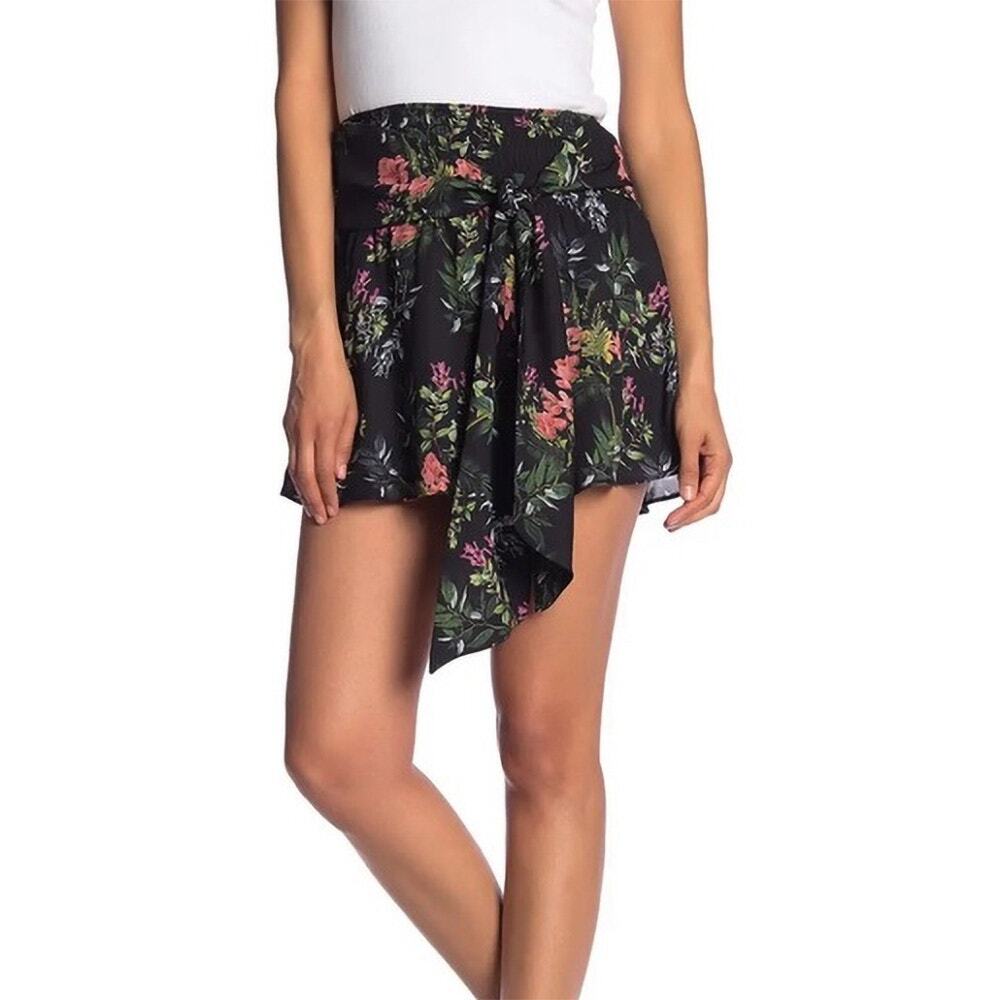 NWT PARKER PRINT SMOCKED TIE WAIST MINI SKIRT